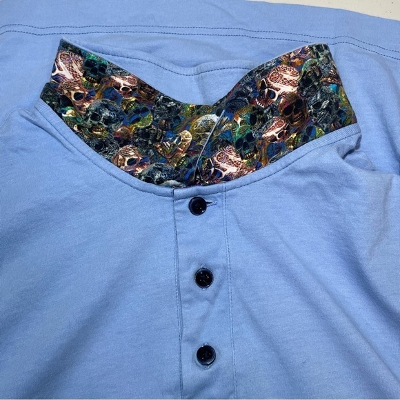 Robert Graham Polo Shirt Mens Large Blue Classic Fit Flip Skull Collar - Picture 9 of 13